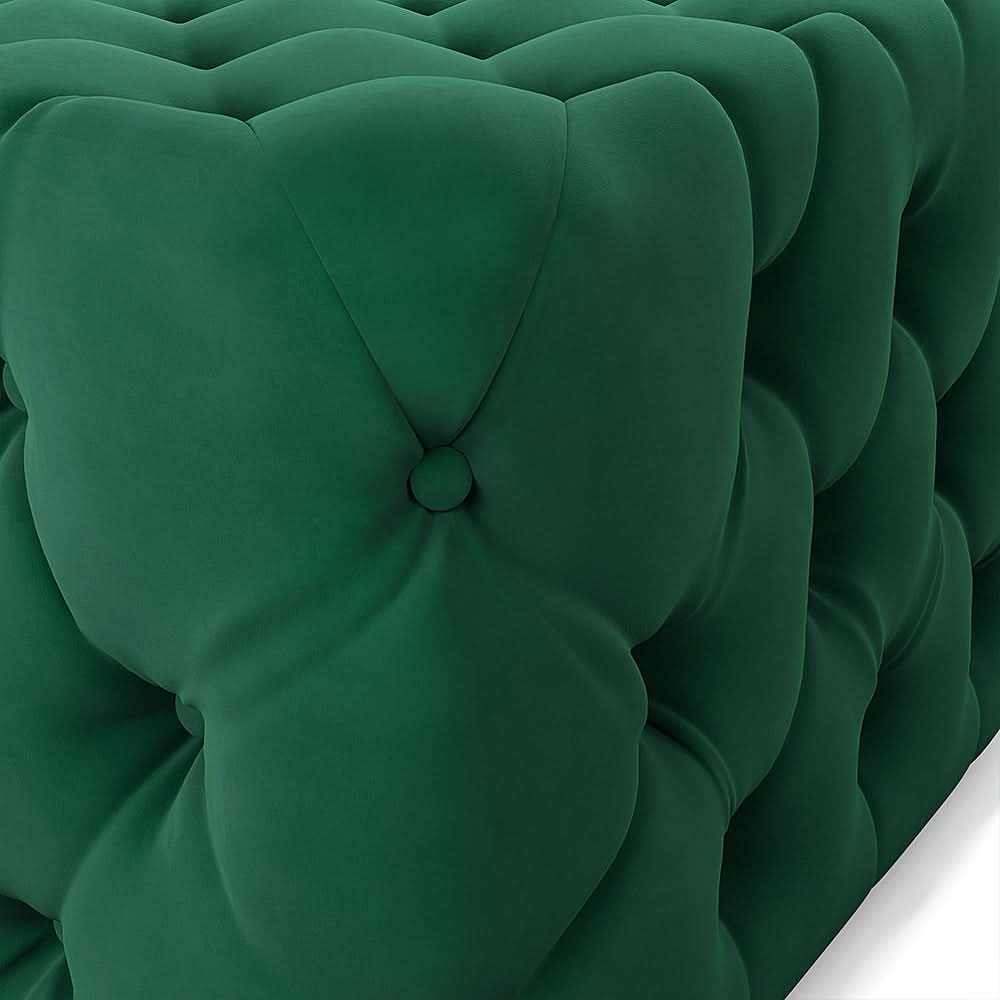 Square Velvet Ottoman Footstool Deep Button