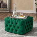 Square Velvet Ottoman Footstool Deep Button
