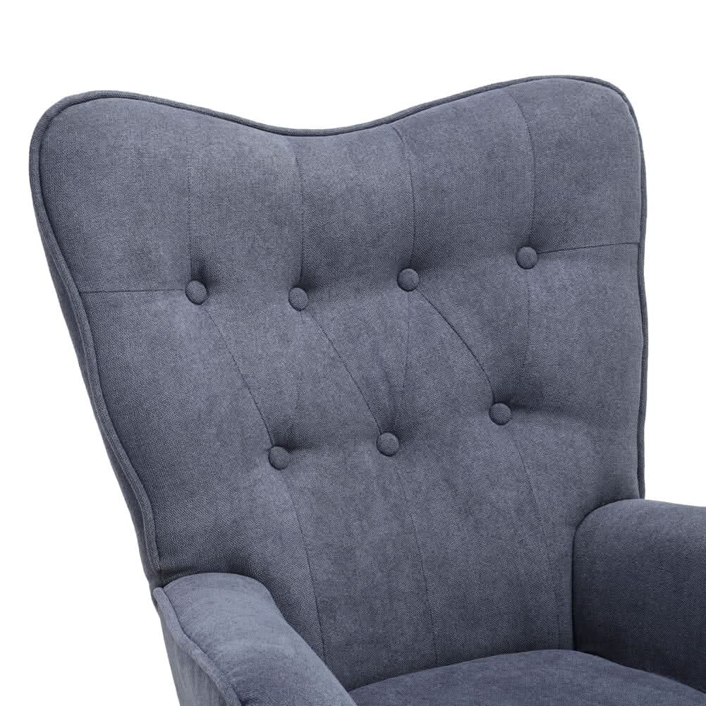 Linen Upholstered Accent Chair with Wood Legs
