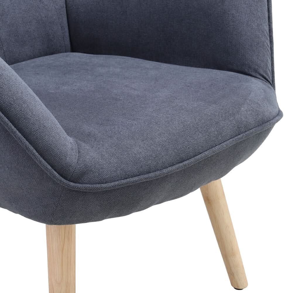Linen Upholstered Accent Chair with Wood Legs