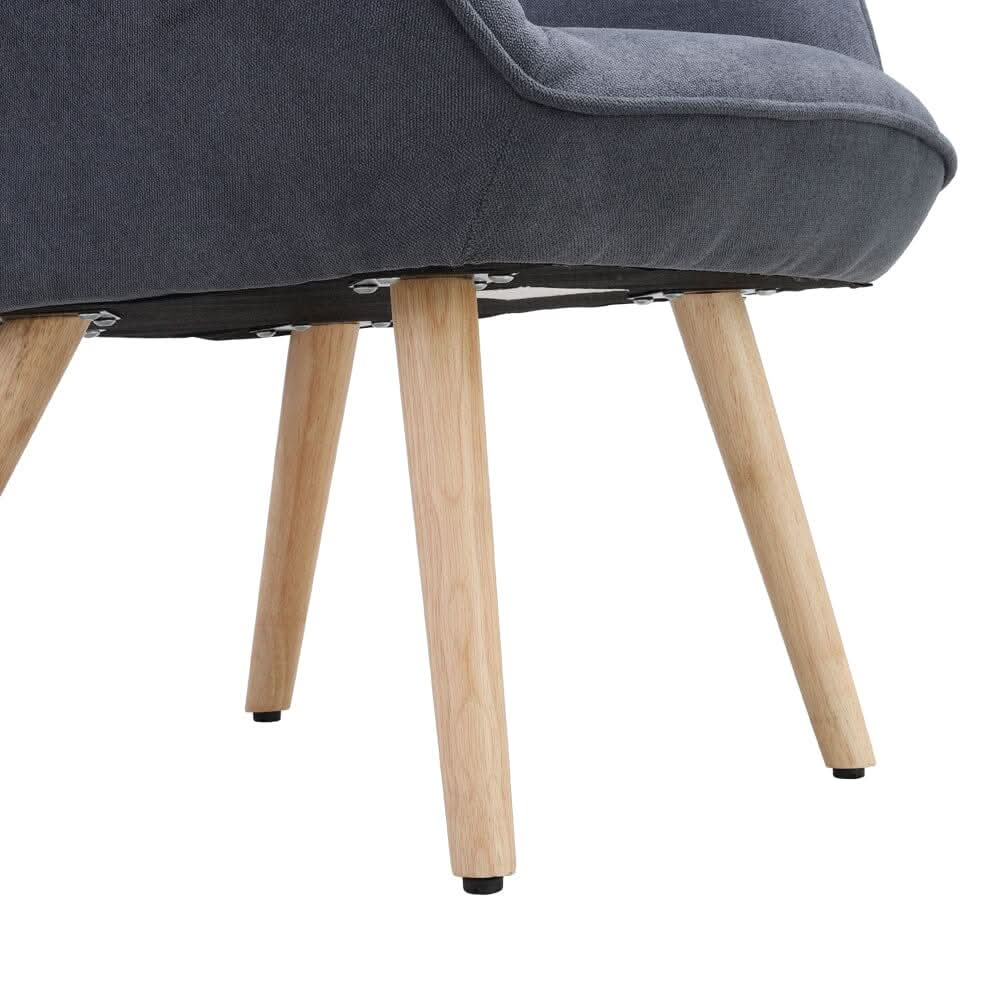 Linen Upholstered Accent Chair with Wood Legs