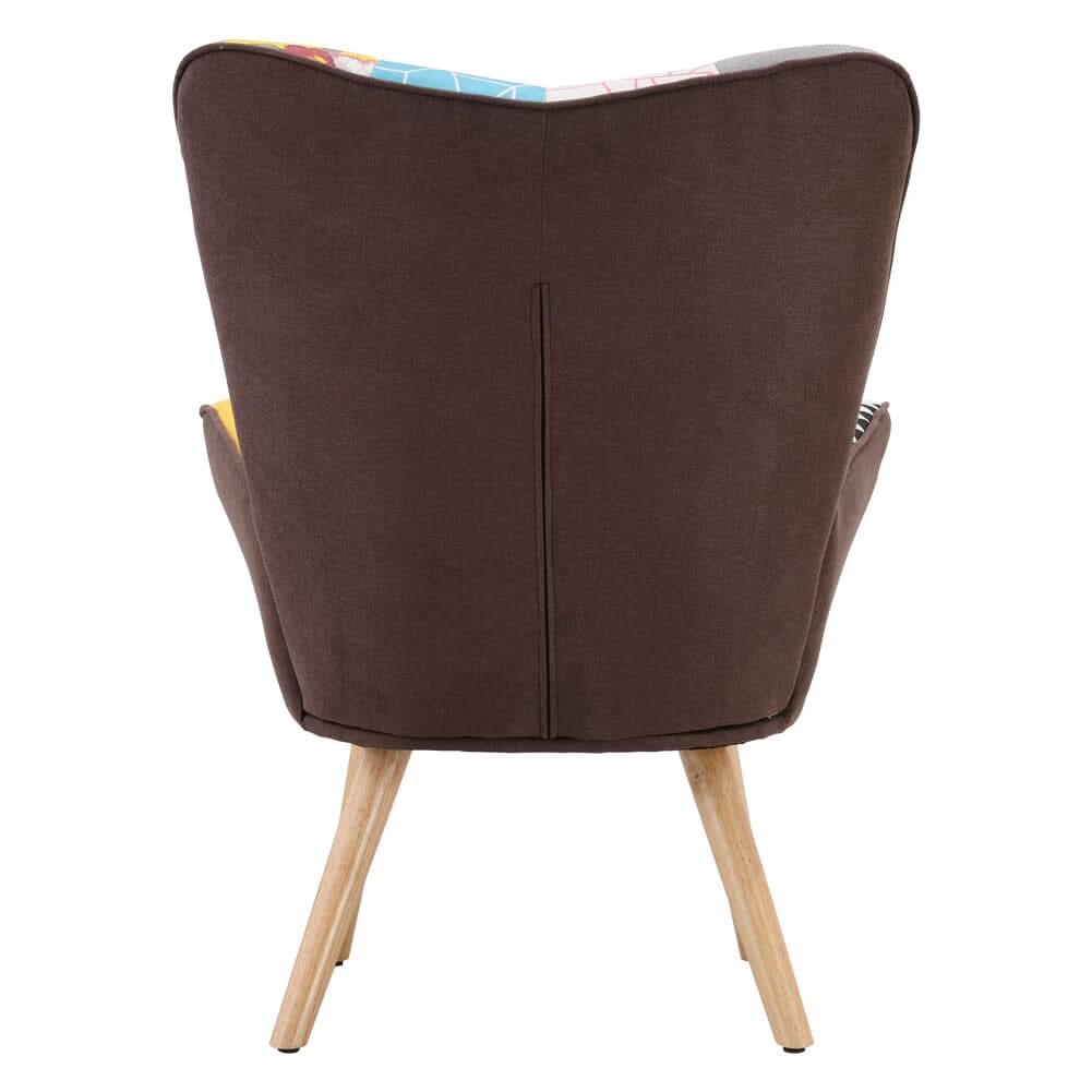 Linen Upholstered Accent Chair with Wood Legs