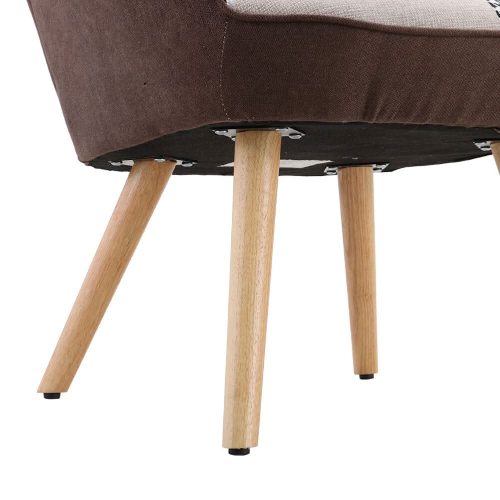 Linen Upholstered Accent Chair with Wood Legs