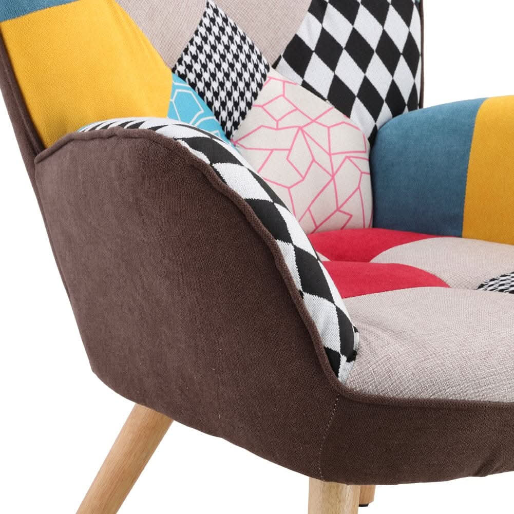 Linen Upholstered Accent Chair with Wood Legs