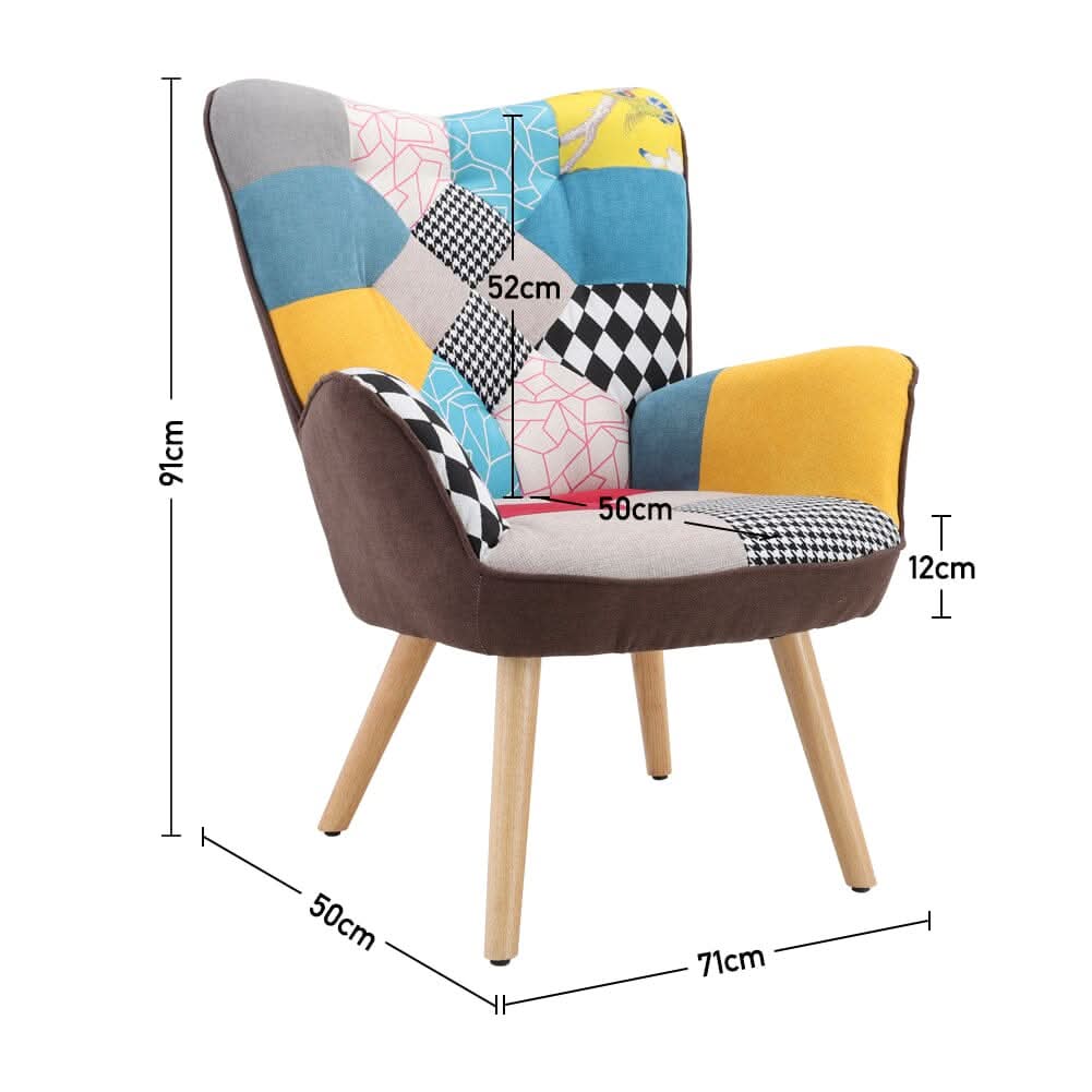 Linen Upholstered Accent Chair with Wood Legs