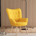 Linen Upholstered Accent Chair with Wood Legs