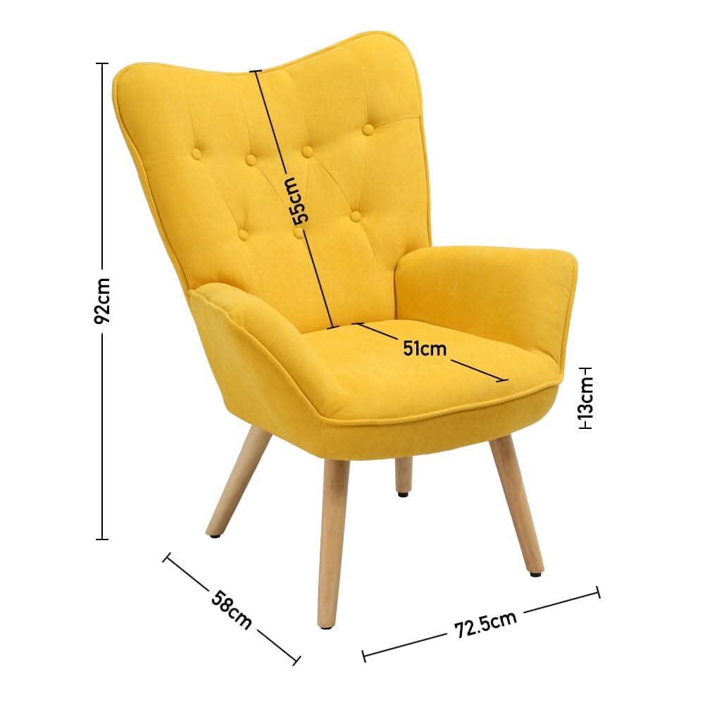 Linen Upholstered Accent Chair with Wood Legs
