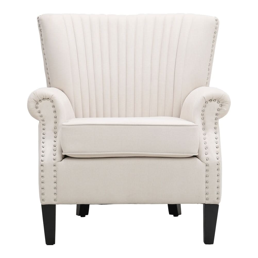 Deep Cushioned Armchair Channel Accent Chair with Nailhead Trim
