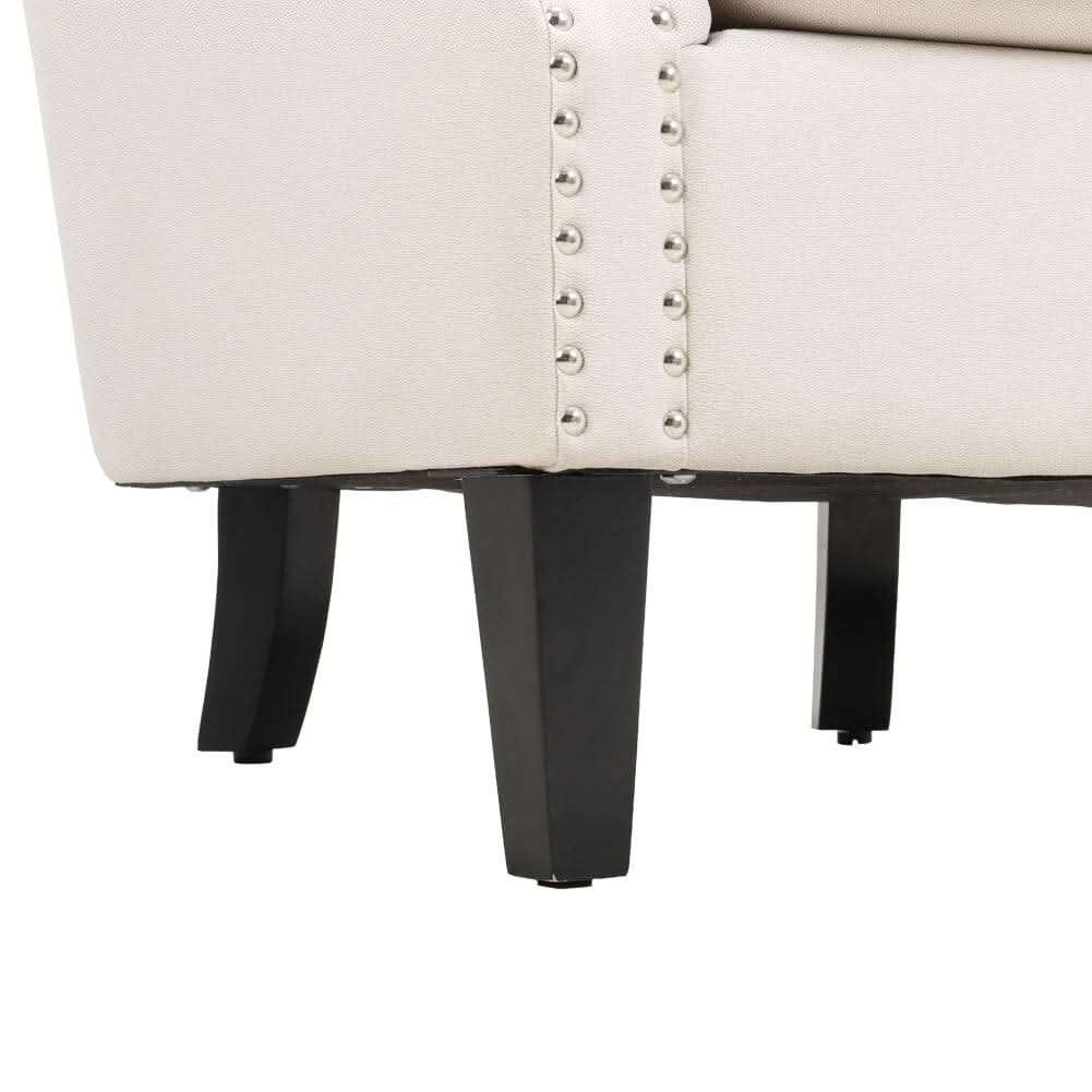 Deep Cushioned Armchair Channel Accent Chair with Nailhead Trim