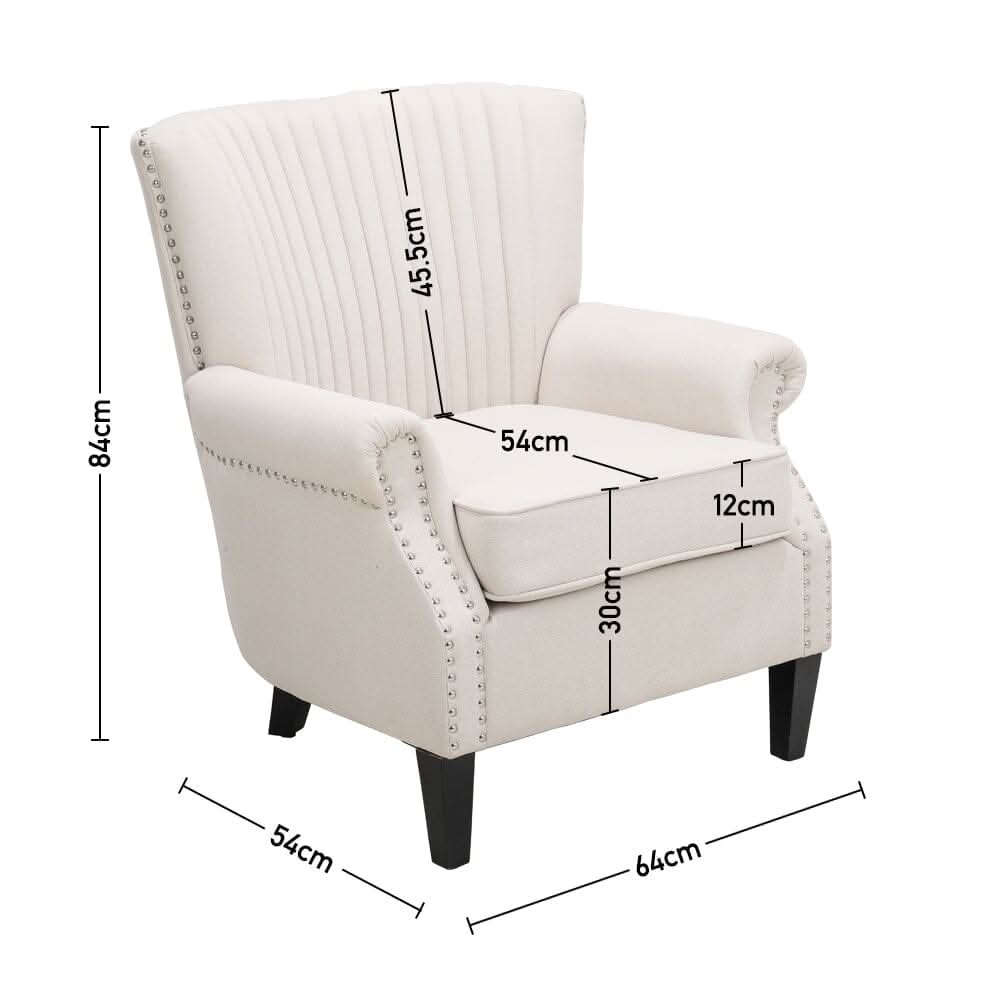 Deep Cushioned Armchair Channel Accent Chair with Nailhead Trim