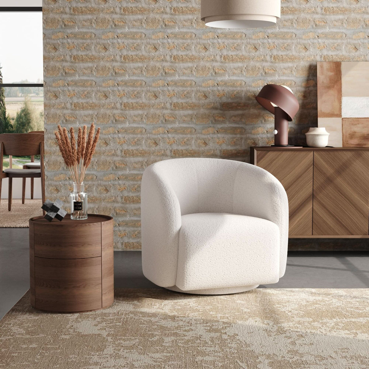 75cm Wide White Single Sofa Swivel Tub Chair Upholstered