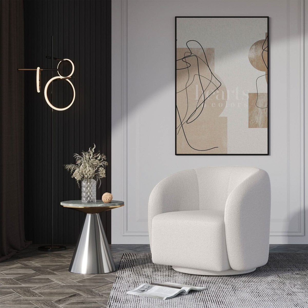 75cm Wide White Single Sofa Swivel Tub Chair Upholstered