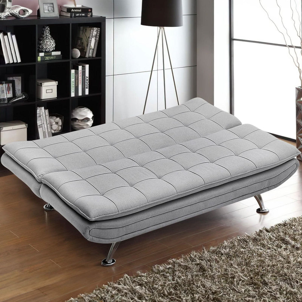 Modern 3-Seater Linen Fabric Sofa Bed with Cushions and 2 Pillows
