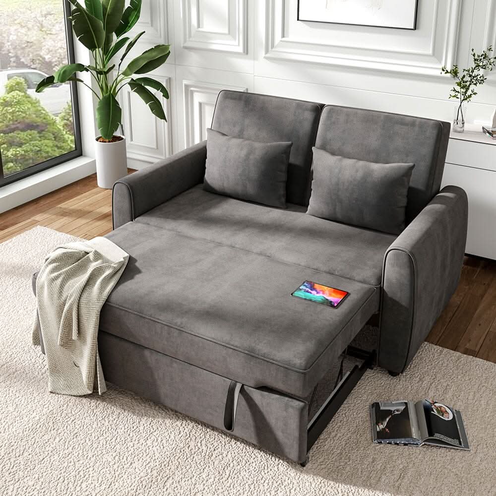Convertible Pull Out Sofa Bed with Reclining Backrest