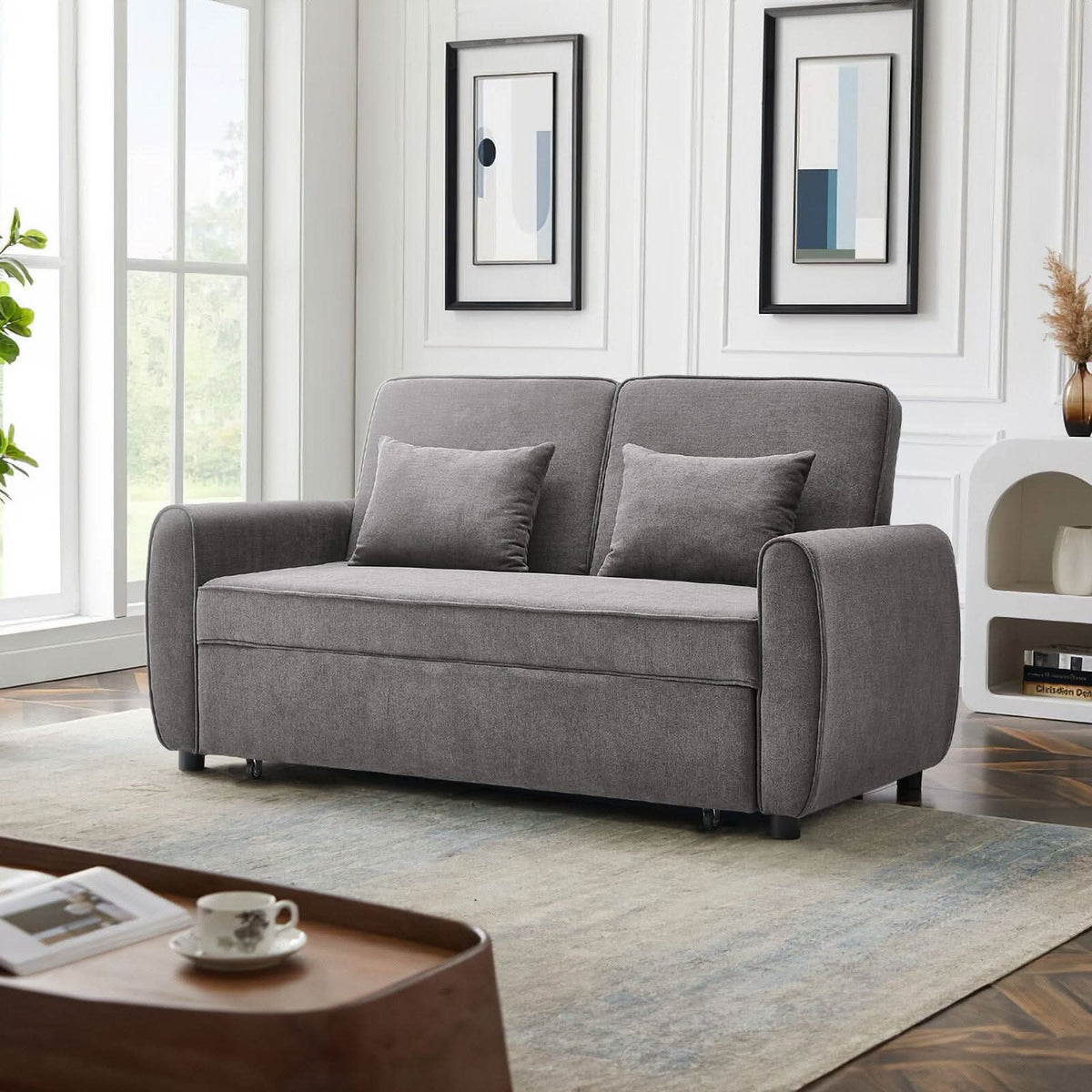 Convertible Pull Out Sofa Bed with Reclining Backrest