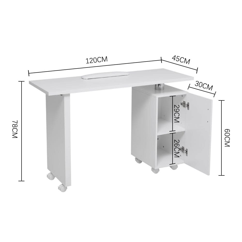 120cm White Manicure Table Salon Station with Storage