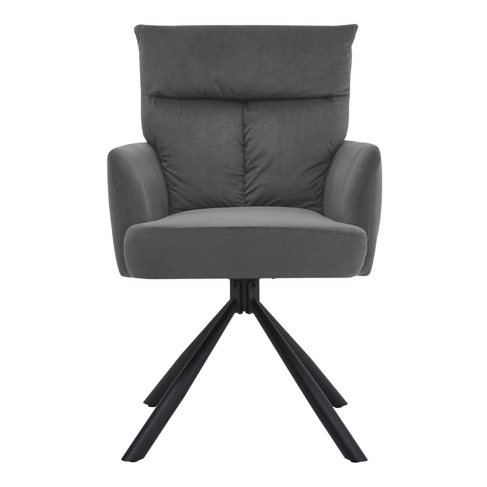 Modern Swivel Chair with Upholstered and Black Legs