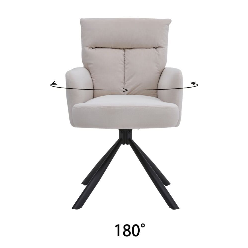 Modern Swivel Chair with Upholstered and Black Legs