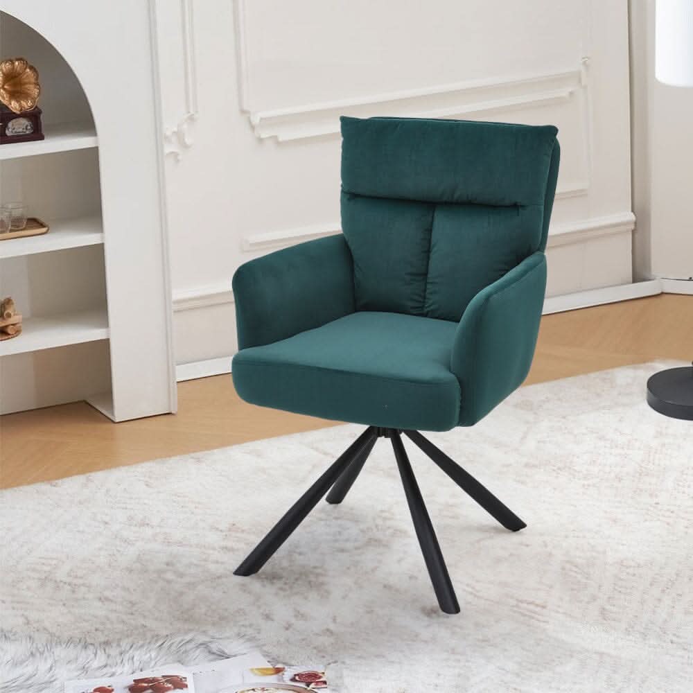 Modern Swivel Chair with Upholstered and Black Legs
