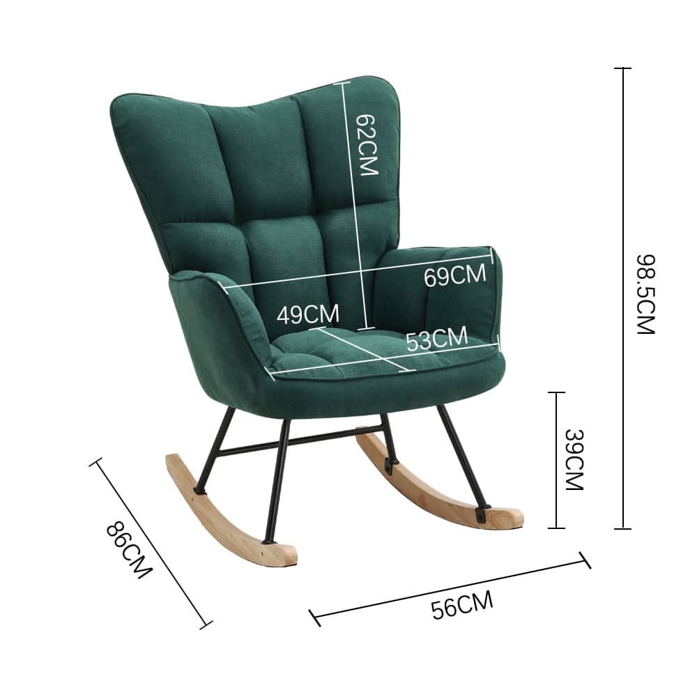 3ft Patchwork Upholstered Rocking Chair with Wooden Skates