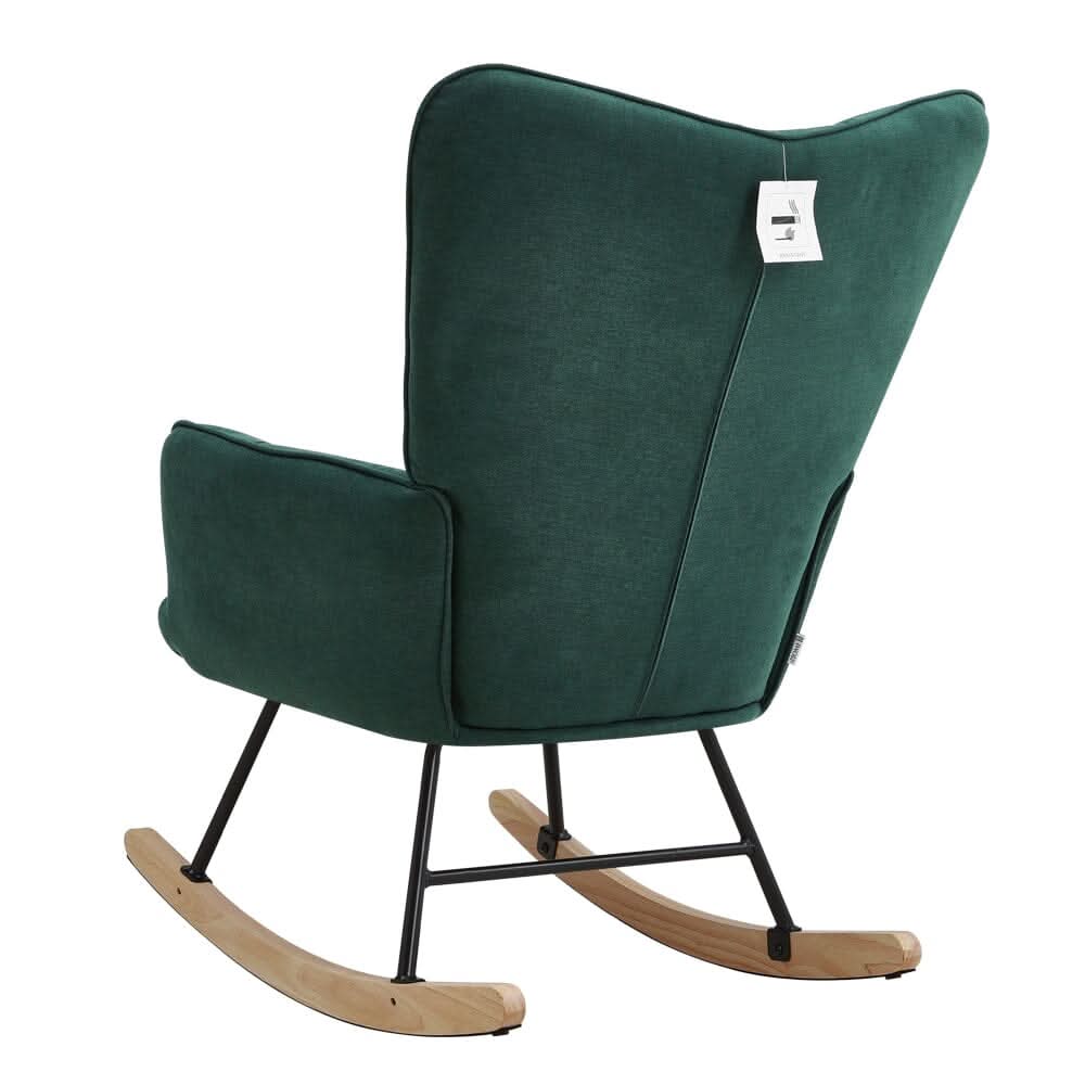 3ft Patchwork Upholstered Rocking Chair with Wooden Skates