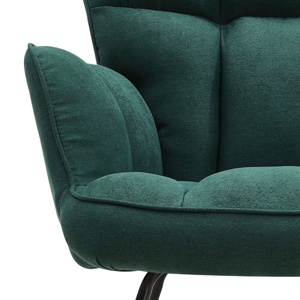 3ft Patchwork Upholstered Rocking Chair with Wooden Skates