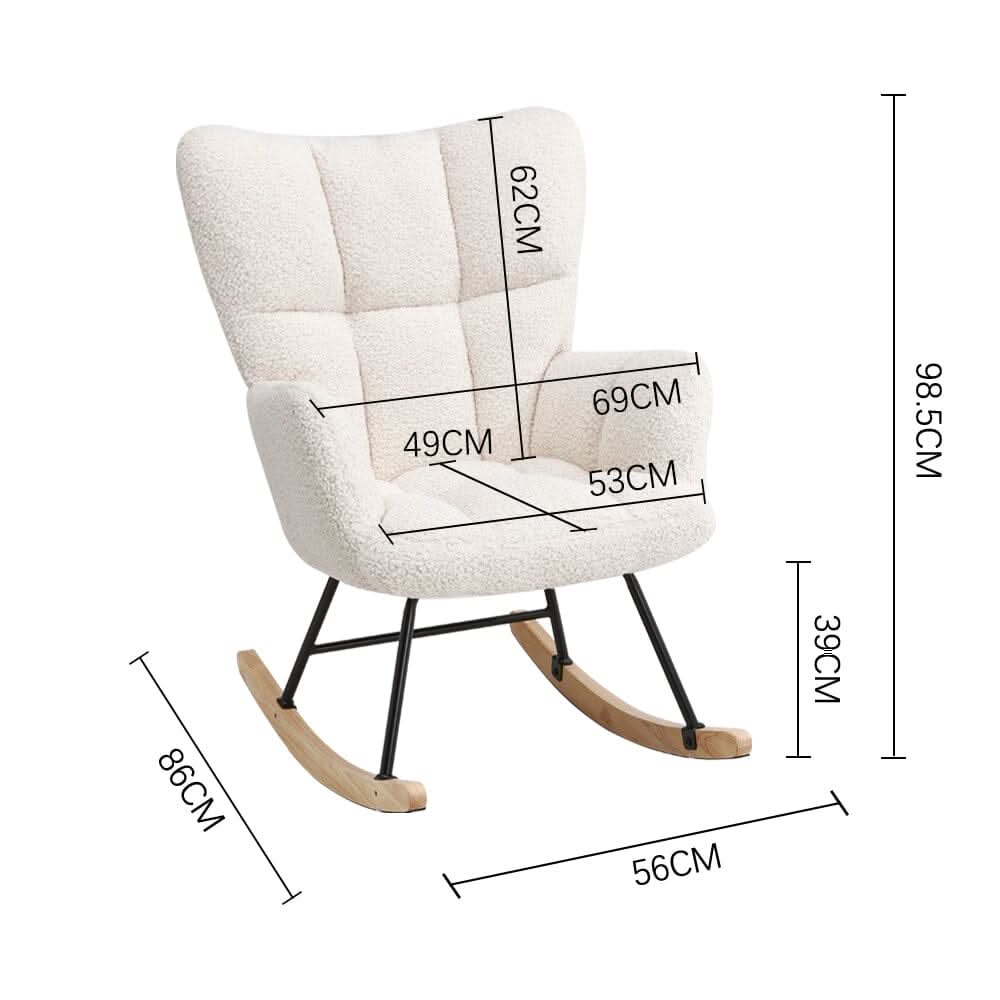 3ft Patchwork Upholstered Rocking Chair with Wooden Skates