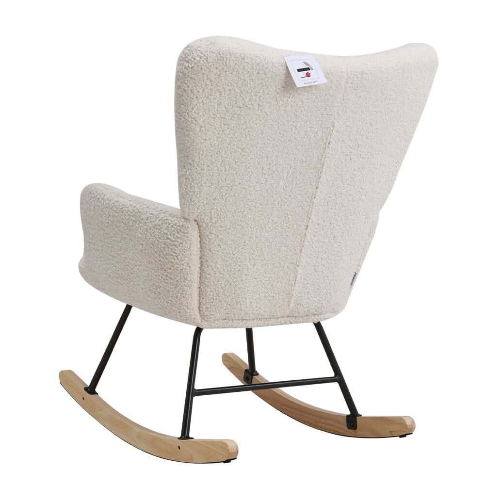 3ft Patchwork Upholstered Rocking Chair with Wooden Skates
