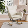 Modern Teddy Fabric Rocking Chair with Rubber Wood Base