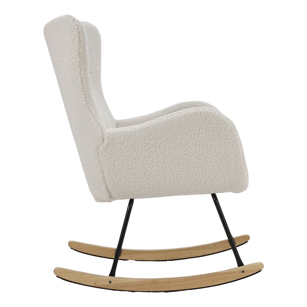 Modern Teddy Fabric Rocking Chair with Rubber Wood Base