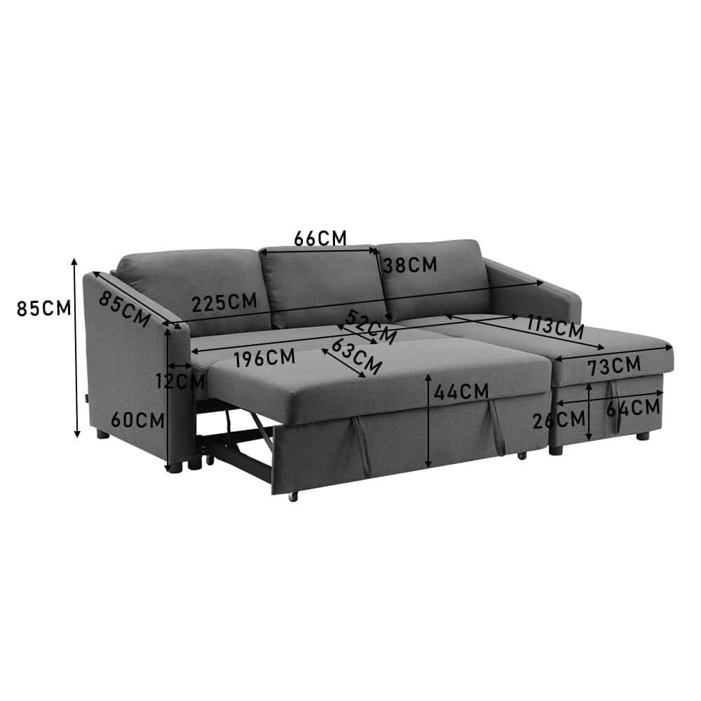 Corner Sofa Bed 3 Seater Sofa with Storage
