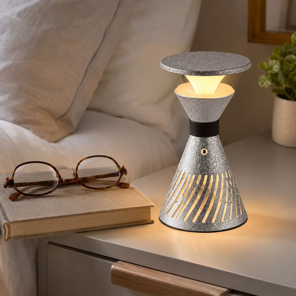 Retro Funnel Ambient Table Lamp - Portable Dimmable Cordless LED Light