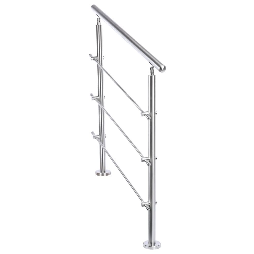 Silver Floor Mount Stainless Steel Handrail for Slopes and Stairs