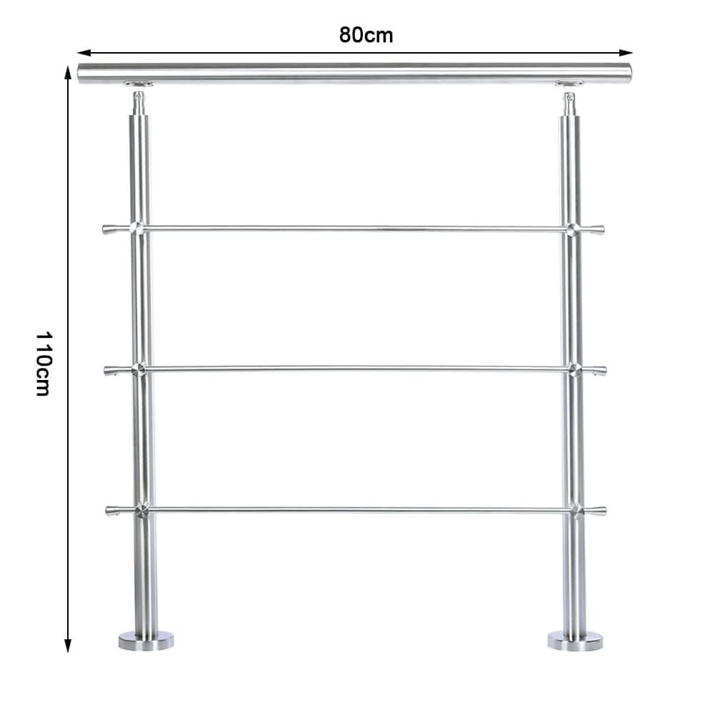 Silver Floor Mount Stainless Steel Handrail for Slopes and Stairs