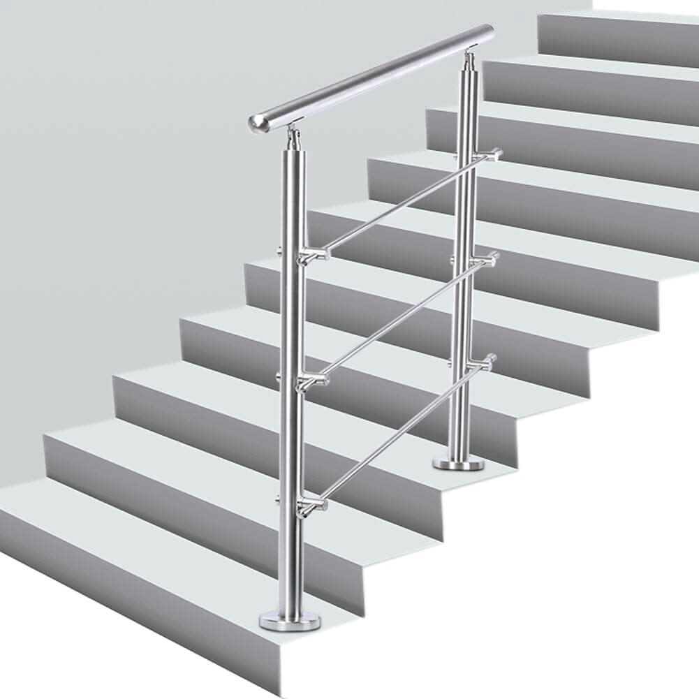 Silver Floor Mount Stainless Steel Handrail for Slopes and Stairs