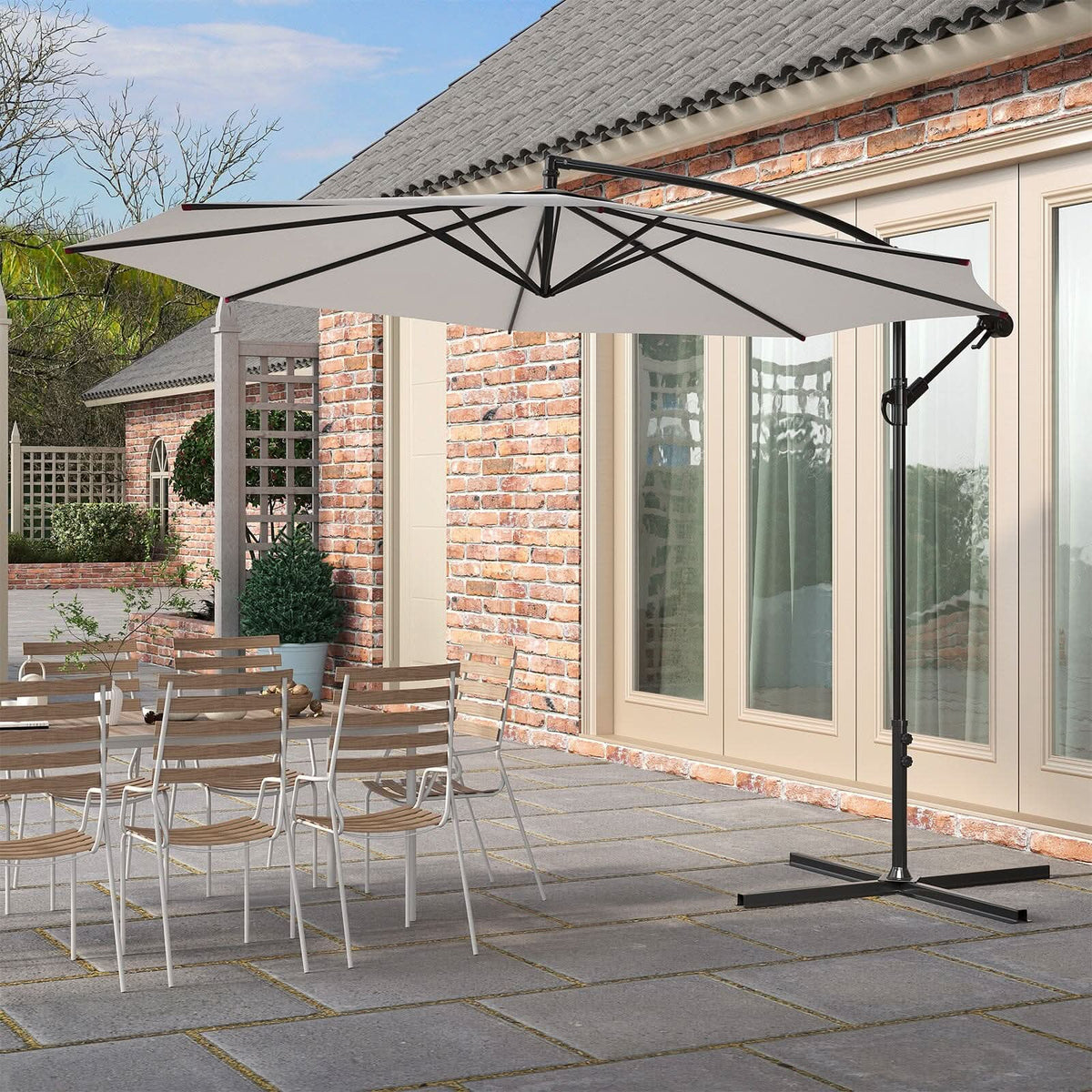 3M Sun Parasol Hanging Banana Umbrella Light Grey  Outdoor Sun Shade
