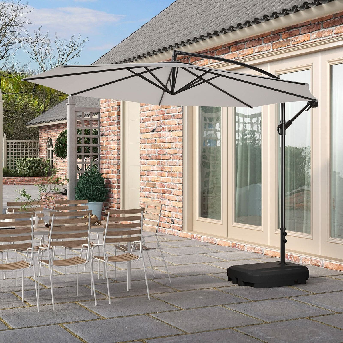 3M Sun Parasol Hanging Banana Umbrella Light Grey  Outdoor Sun Shade