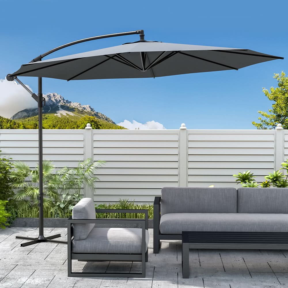 3M Sun Parasol Hanging Banana Umbrella Dark Grey