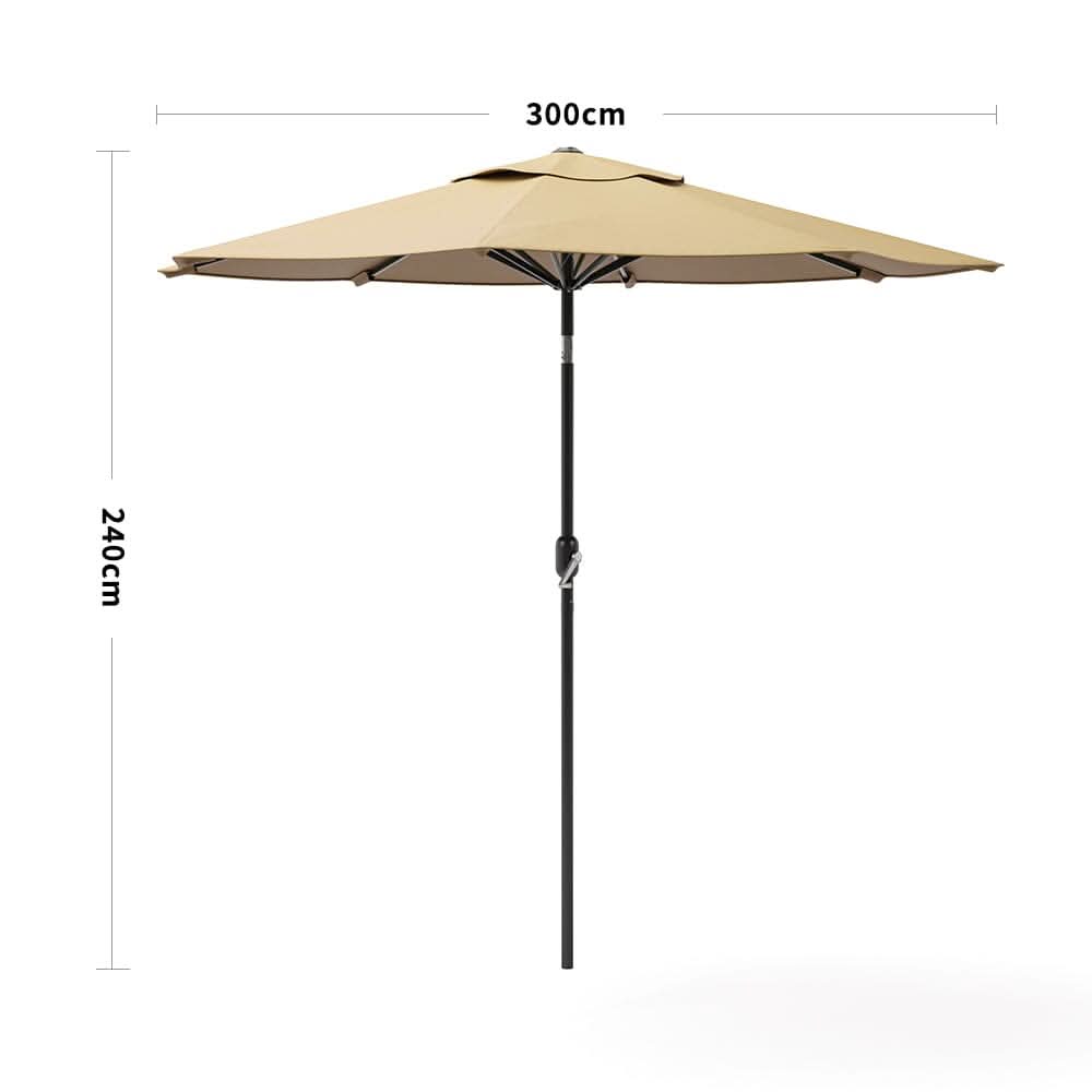 3M Sunshade Parasol Backyard Garden Tilt Umbrella with Crank