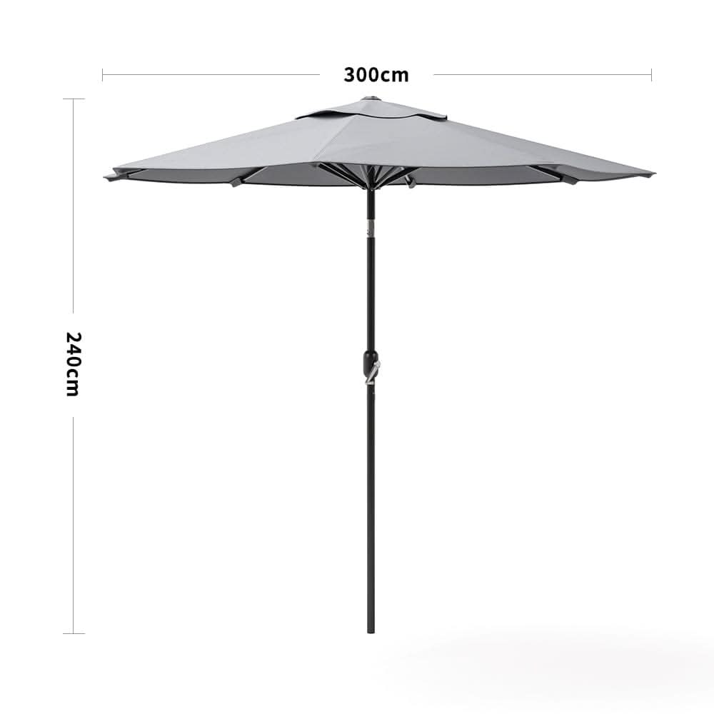 3M Sunshade Parasol Backyard Garden Tilt Umbrella with Crank