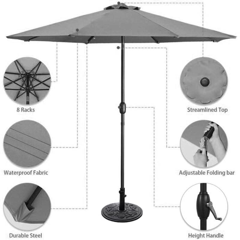 3M Sunshade Parasol Backyard Garden Tilt Umbrella with Crank