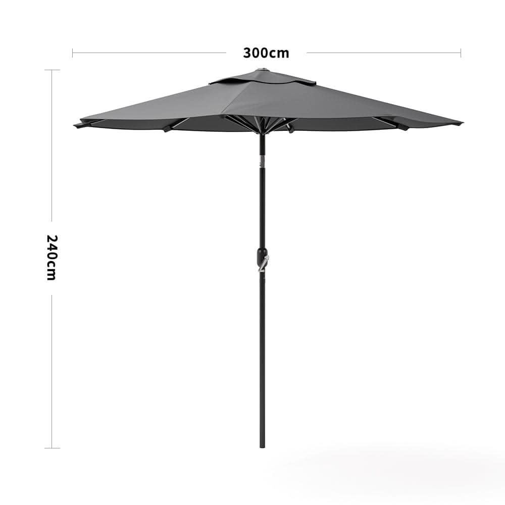 3M Sunshade Parasol Backyard Garden Tilt Umbrella with Crank