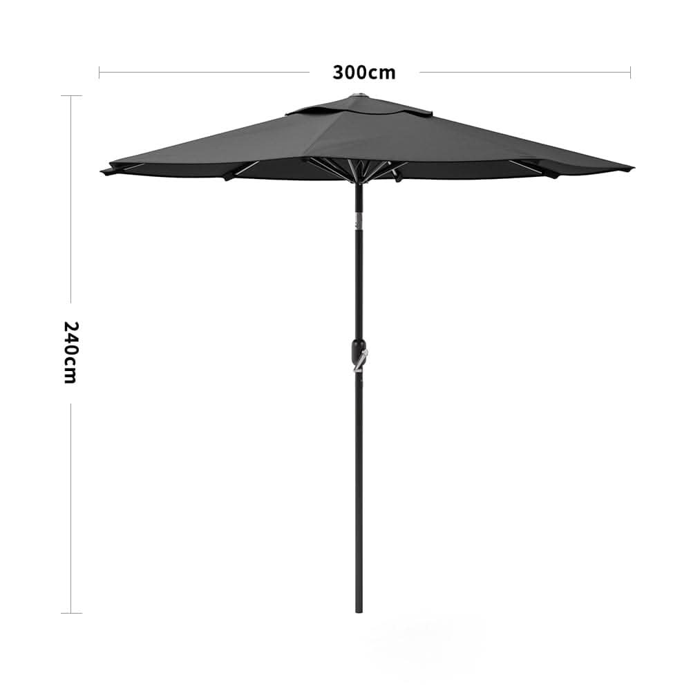 3M Sunshade Parasol Backyard Garden Tilt Umbrella with Crank