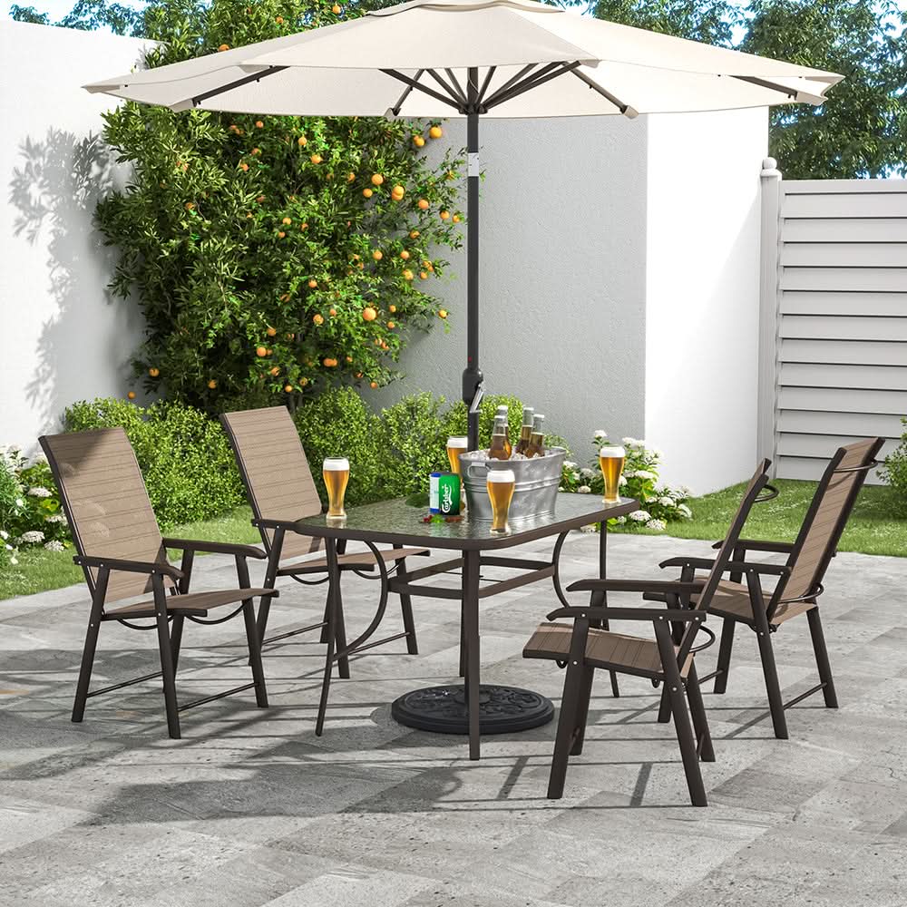 4/6 Seater Glass Garden Table with Parasol Hole