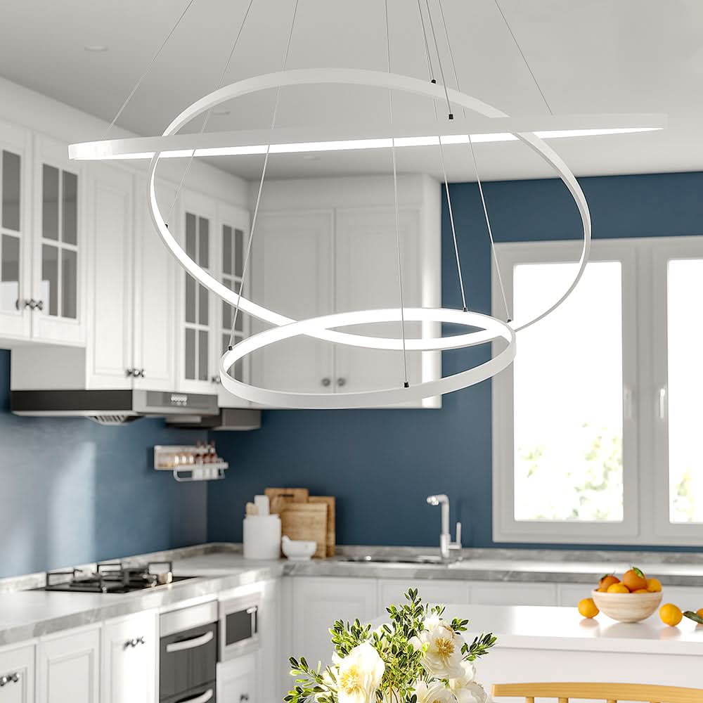 Modern LED Pendant with 3 Circle Rings - Dimmable