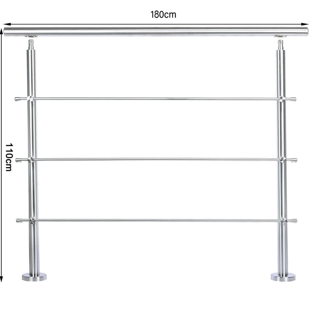 180cm Floor Mount Stainless Steel Handrail for Slopes and Stairs