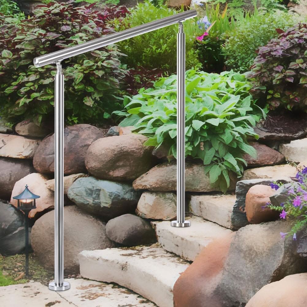 150cm Wide Silver Floor Mount Stainless Steel Handrail for Slopes and Stairs