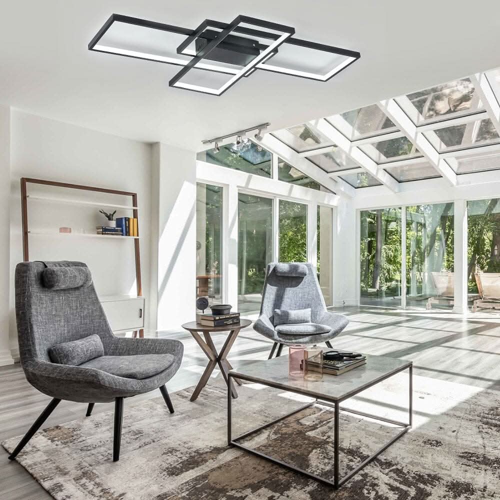 Modern LED Ceiling Light with 3 Black Rectangle Lampshades