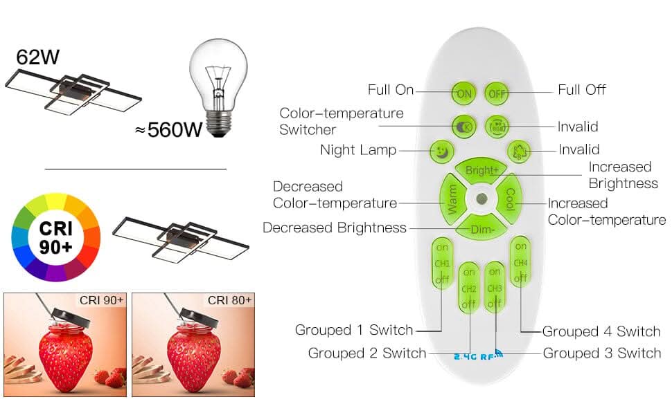 Modern LED Ceiling Light with 3 Black Rectangle Lampshades
