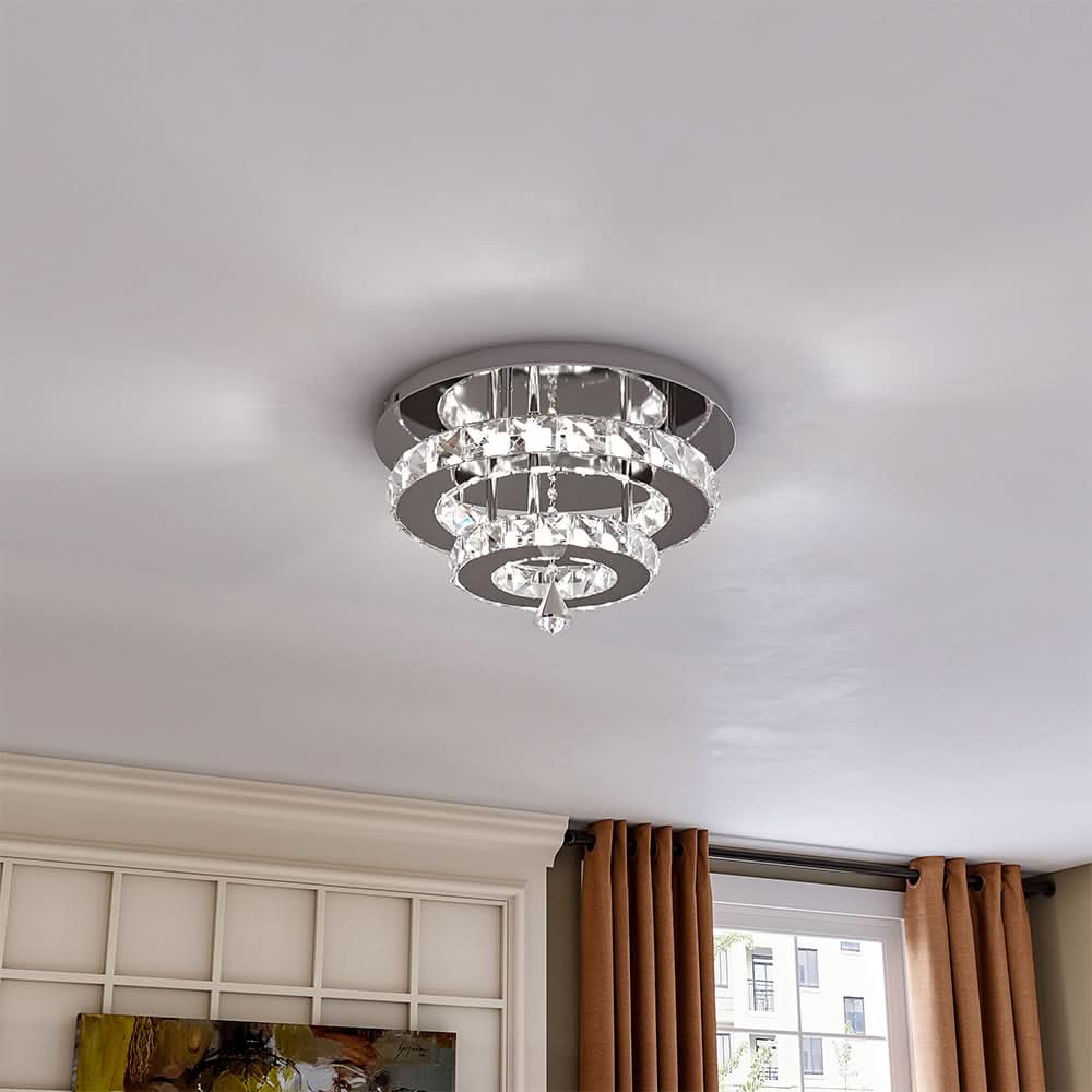 30cm W Stacked LED Ceiling Light with Crystal Rims Energy Saving